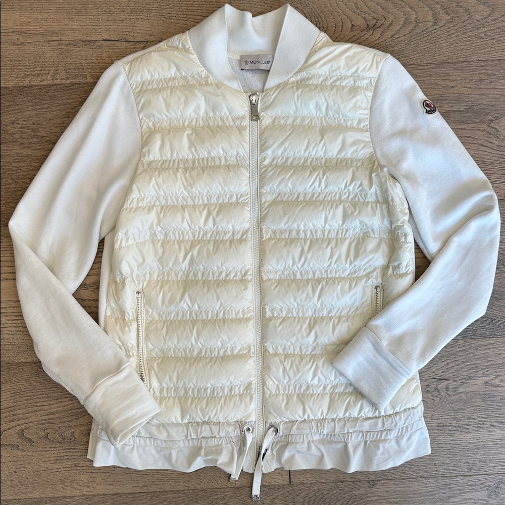 Moncler Cream Quilted Zip-Up Jacket